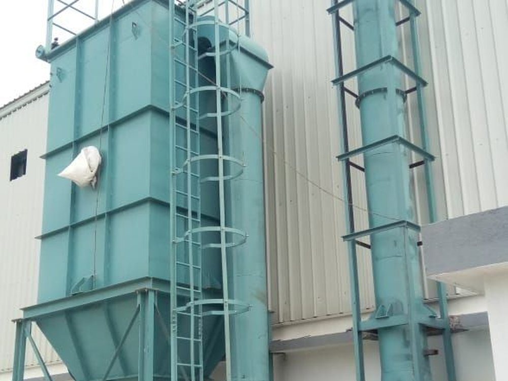 Dust collection baghouse fabricated by RG Steel Crafts, installed on site